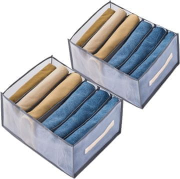 Nikcorp Zložljiva posoda za oblačila 2 kosa, modra | Organizator za omaro in predale 44x30x22 cm | Škatla za shranjevanje