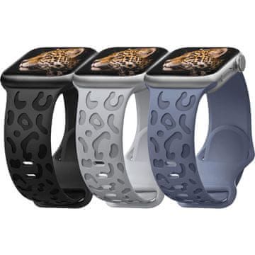 shumee GDBB komplet 3 leopardjih silikonskih paščkov za Apple Watch 38 mm