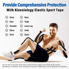 Nikcorp Kineziološki trak za športnike 2 kosa 5x500 cm | Vodoodporen in elastičen bombažni trak za podporo sklepom in mišicam