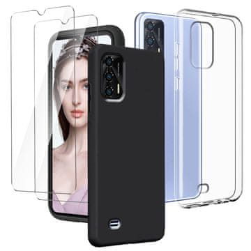 Nikcorp Zaščitni komplet za Oukitel C31: prozoren ovitek s črnim robom in 2x zaščitno kaljeno steklo za zaslon (6.52")