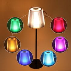 Nikcorp Brezžična LED namizna svetilka črna, vodoodporna IP54, nastavljiva višina, RGB osvetlitev in upravljanje na dotik
