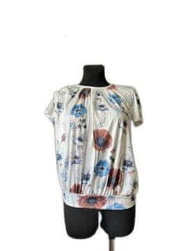 Nikcorp Ženska bela bluza s cvetličnim vzorcem in kratkimi rokavi, elegantna poletna tunika A-kroja, velikost M