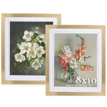 Nikcorp Dvoslojni leseni okvir za slike 20x25 cm v zlati barvi, za stensko ali namizno postavitev, pokončno in ležeče