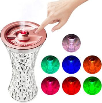 Nikcorp LED namizna svetilka in vlažilec zraka 270 ml, 7 barv, USB, upravljanje na dotik, kristalni videz za otroško sobo