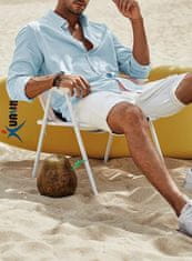 Nikcorp Moška lanena srajca z dolgimi rokavi, elegantna in priložnostna, svetlo modra, velikost XXL, mešanica lanu in bombaža