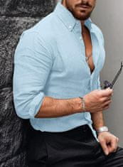 Nikcorp Moška lanena srajca z dolgimi rokavi, elegantna in priložnostna, svetlo modra, velikost XXL, mešanica lanu in bombaža