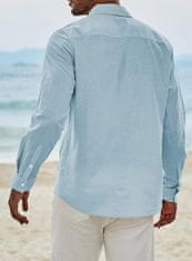 Nikcorp Moška lanena srajca z dolgimi rokavi, elegantna in priložnostna, svetlo modra, velikost XXL, mešanica lanu in bombaža