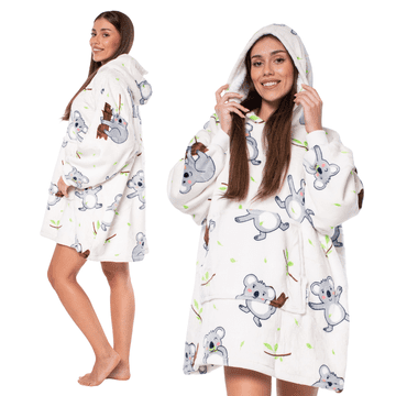 Nikcorp Jopa odeja 2v1 oversize XXL s kapuco, debela sherpa podloga, mehka flanela, OEKO-TEX, univerzalna velikost, rožnata