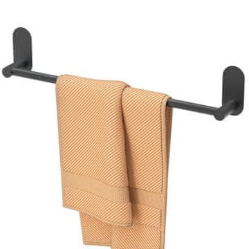 Nikcorp Stensko držalo za brisače 76 cm, samolepilni obešalnik za kopalnico in kuhinjo, nerjaveče jeklo, mat črna barva