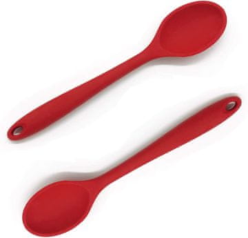 Nikcorp Velika silikonska kuhinjska žlica za serviranje 27 cm, set 2 kosa, toplotno odporna, rdeča, za kuhanje in mešanje