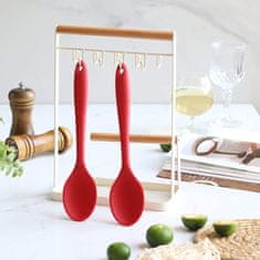 Nikcorp Velika silikonska kuhinjska žlica za serviranje 27 cm, set 2 kosa, toplotno odporna, rdeča, za kuhanje in mešanje