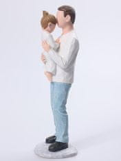 Nikcorp Figurica oče in hči iz smole 20 cm | Dekorativni kip za darilo za očetov dan, rojstni dan | Ročno poslikana