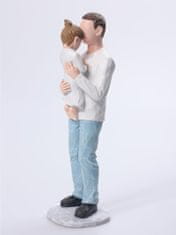 Nikcorp Figurica oče in hči iz smole 20 cm | Dekorativni kip za darilo za očetov dan, rojstni dan | Ročno poslikana