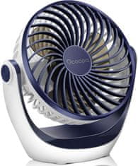 Nikcorp Namizni USB ventilator moder, tih, 3 hitrosti, 360° vrtljiva glava | Prenosni mini ventilator za pisarno in dom