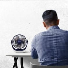 Nikcorp Namizni USB ventilator moder, tih, 3 hitrosti, 360° vrtljiva glava | Prenosni mini ventilator za pisarno in dom