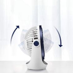 Nikcorp Namizni USB ventilator moder, tih, 3 hitrosti, 360° vrtljiva glava | Prenosni mini ventilator za pisarno in dom