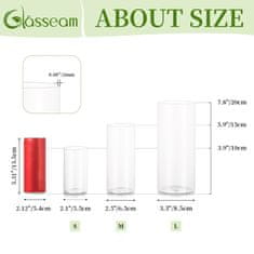 Nikcorp Komplet 3 steklenih cilindričnih vaz 10/15/20 cm | Prozorna dekoracija za rože in sveče, odporna na praske