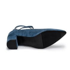 Nikcorp Elegantni ženski salonarji s paščkom in stabilno peto | Modri | Velikost 37 EU | Udobni čevlji za poroko in zabavo