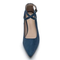 Nikcorp Elegantni ženski salonarji s paščkom in stabilno peto | Modri | Velikost 37 EU | Udobni čevlji za poroko in zabavo
