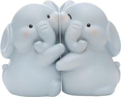 Nikcorp Oporniki za knjige Slon - dekorativni set 2 kosov, siva figurica za polico, pisarno ali darilo, 17x10x13 cm