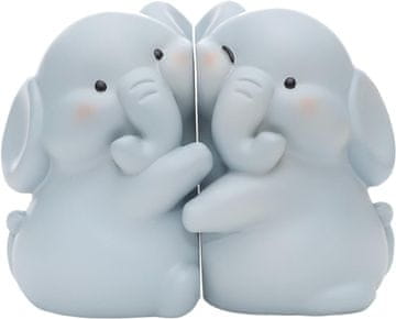 Nikcorp Oporniki za knjige Slon - dekorativni set 2 kosov, siva figurica za polico, pisarno ali darilo, 17x10x13 cm