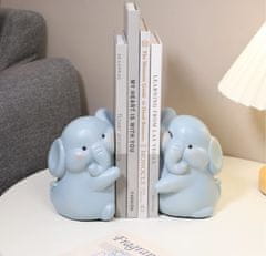 Nikcorp Oporniki za knjige Slon - dekorativni set 2 kosov, siva figurica za polico, pisarno ali darilo, 17x10x13 cm