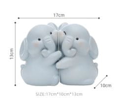 Nikcorp Oporniki za knjige Slon - dekorativni set 2 kosov, siva figurica za polico, pisarno ali darilo, 17x10x13 cm