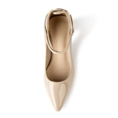 Nikcorp Elegantni ženski salonarji s paščkom in stabilno peto | Bež sijoči videz | Velikost 39 EU | Udobni čevlji za poroko