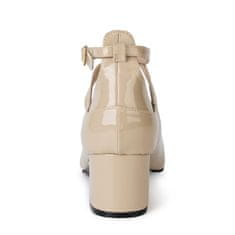 Nikcorp Elegantni ženski salonarji s paščkom in stabilno peto | Bež sijoči videz | Velikost 39 EU | Udobni čevlji za poroko