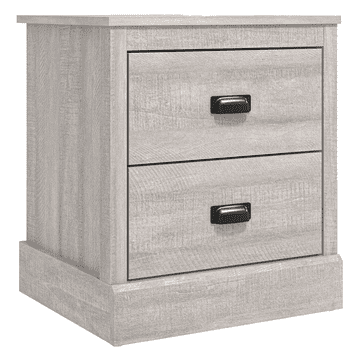 Nikcorp Nočna omarica z dvema predaloma siva | Lesena nočna mizica za spalnico | Sodobno pohištvo za shranjevanje 46,5x40,8cm