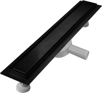 Nikcorp Talna tuš kanaleta 120 cm črna | Pravokotni odtok za tuš iz nerjavečega jekla s sifonom 360° in filtrom za lase