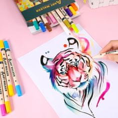 Nikcorp Komplet 24 akrilnih flomastrov z dvojno konico za slikanje in risanje po lesu, kamnu, steklu in platnu, darilni set