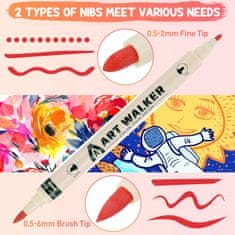 Nikcorp Komplet 24 akrilnih flomastrov z dvojno konico za slikanje in risanje po lesu, kamnu, steklu in platnu, darilni set