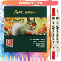 Nikcorp Komplet 24 akrilnih flomastrov z dvojno konico za slikanje in risanje po lesu, kamnu, steklu in platnu, darilni set