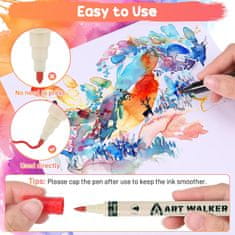 Nikcorp Komplet 24 akrilnih flomastrov z dvojno konico za slikanje in risanje po lesu, kamnu, steklu in platnu, darilni set