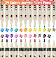 Nikcorp Komplet 24 akrilnih flomastrov z dvojno konico za slikanje in risanje po lesu, kamnu, steklu in platnu, darilni set