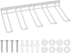 Nikcorp Stenski nosilec za orodje s 4 obešalniki, bel organizator za vrtalnike in električno orodje za garažo ali delavnico