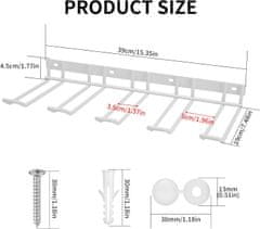 Nikcorp Stenski nosilec za orodje s 4 obešalniki, bel organizator za vrtalnike in električno orodje za garažo ali delavnico