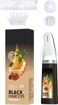 Nikcorp Barvni šampon za lase s krtačo za nanos 200 ml - črna barva za takojšnje prekrivanje sivih las za ženske in moške