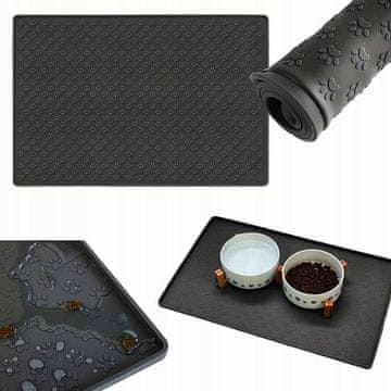 Nikcorp Silikonska podloga za posodo za hrano in vodo za psa in mačko 30x48 cm | Vodoodporna in nedrseča podlaga za hranjenje