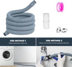 Nikcorp Univerzalna odtočna cev 2,5 m za pralni in pomivalni stroj | Podaljšek z adapterjem in objemkami | Bela