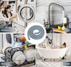 Nikcorp Univerzalna odtočna cev 2,5 m za pralni in pomivalni stroj | Podaljšek z adapterjem in objemkami | Bela