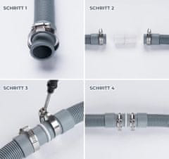 Nikcorp Univerzalna odtočna cev 2,5 m za pralni in pomivalni stroj | Podaljšek z adapterjem in objemkami | Bela