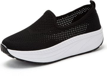 Nikcorp Ženski športni copati za fitnes in prosti čas, lahki in udobni, vlečni dizajn, črni, velikost 40,5 EU