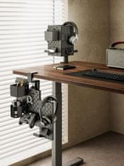 Nikcorp Namizna perforirana plošča za gaming opremo 360° vrtljiva z držali za slušalke kontrolerje in kable črna