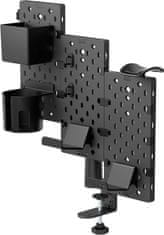 Nikcorp Namizna perforirana plošča za gaming opremo 360° vrtljiva z držali za slušalke kontrolerje in kable črna