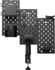 Nikcorp Namizna perforirana plošča za gaming opremo 360° vrtljiva z držali za slušalke kontrolerje in kable črna