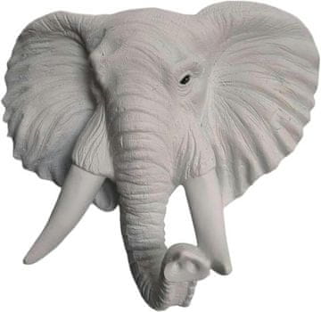 Nikcorp Stenska dekoracija slon iz smole | 3D figura za dom in vrt | Siva stenska skulptura za srečo 20x9x21.5 cm