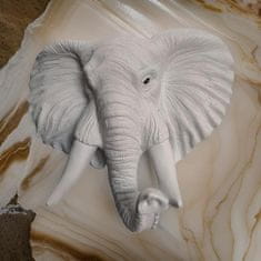 Nikcorp Stenska dekoracija slon iz smole | 3D figura za dom in vrt | Siva stenska skulptura za srečo 20x9x21.5 cm