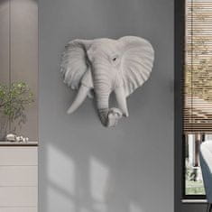 Nikcorp Stenska dekoracija slon iz smole | 3D figura za dom in vrt | Siva stenska skulptura za srečo 20x9x21.5 cm